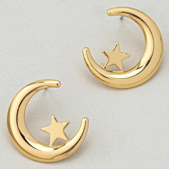 ARI GOLD MOON EARRINGS - Picture 1 of 1